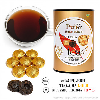 Puer mini TUO-CHA GOLD (Shu) A 10Y.O., PT160g Puer tēja