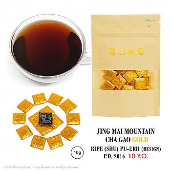Puer tēja (sveķi) CHA GAO GOLD Jing Mai Mountain (Ripe, Shu), (Puer Resin), 10Y.O., 10g Puer tēja